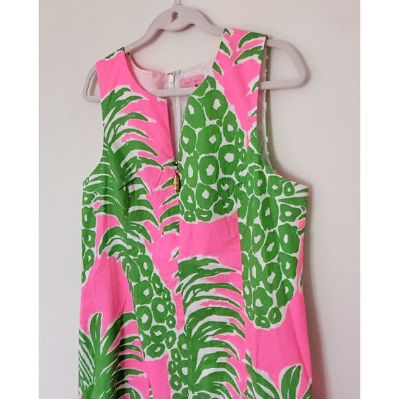 Lilly Pulitzer Mila Pink Pout Flamenco Cotton Front Zip Sleeveless Dress Sz 16 - Picture 10 of 10